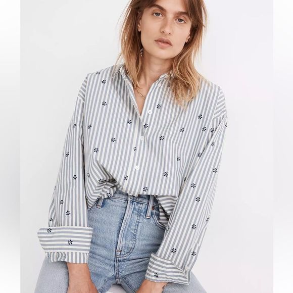 Madewell Tops - Madewell floral painter shirt in Stell striped
